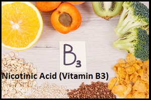 Inscription B3 and nutritious products containing vitamins and minerals, healthy lifestyle and nutrition concept